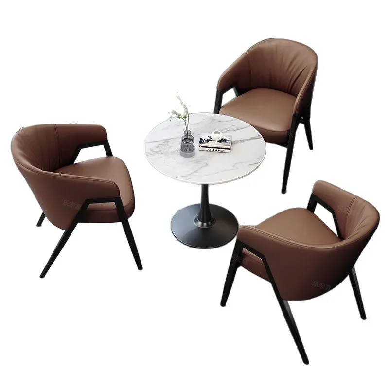Casual cafe chair with rock slab small round table