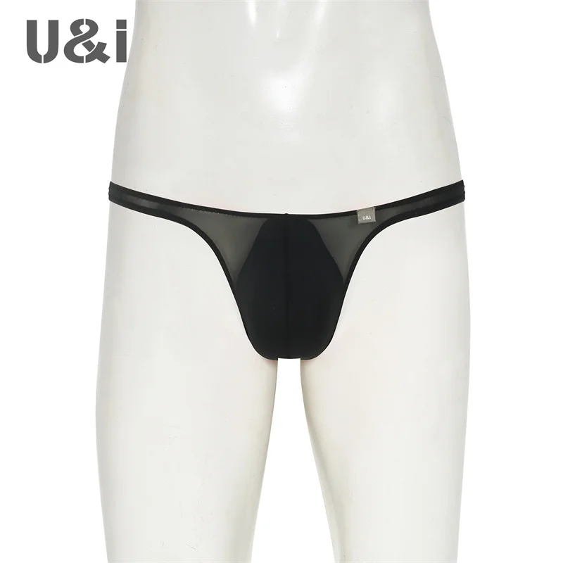 U&I sexy thong for boys, trendy and personalized ultra-thin transparent high elastic nylon 3D small bag t underwear