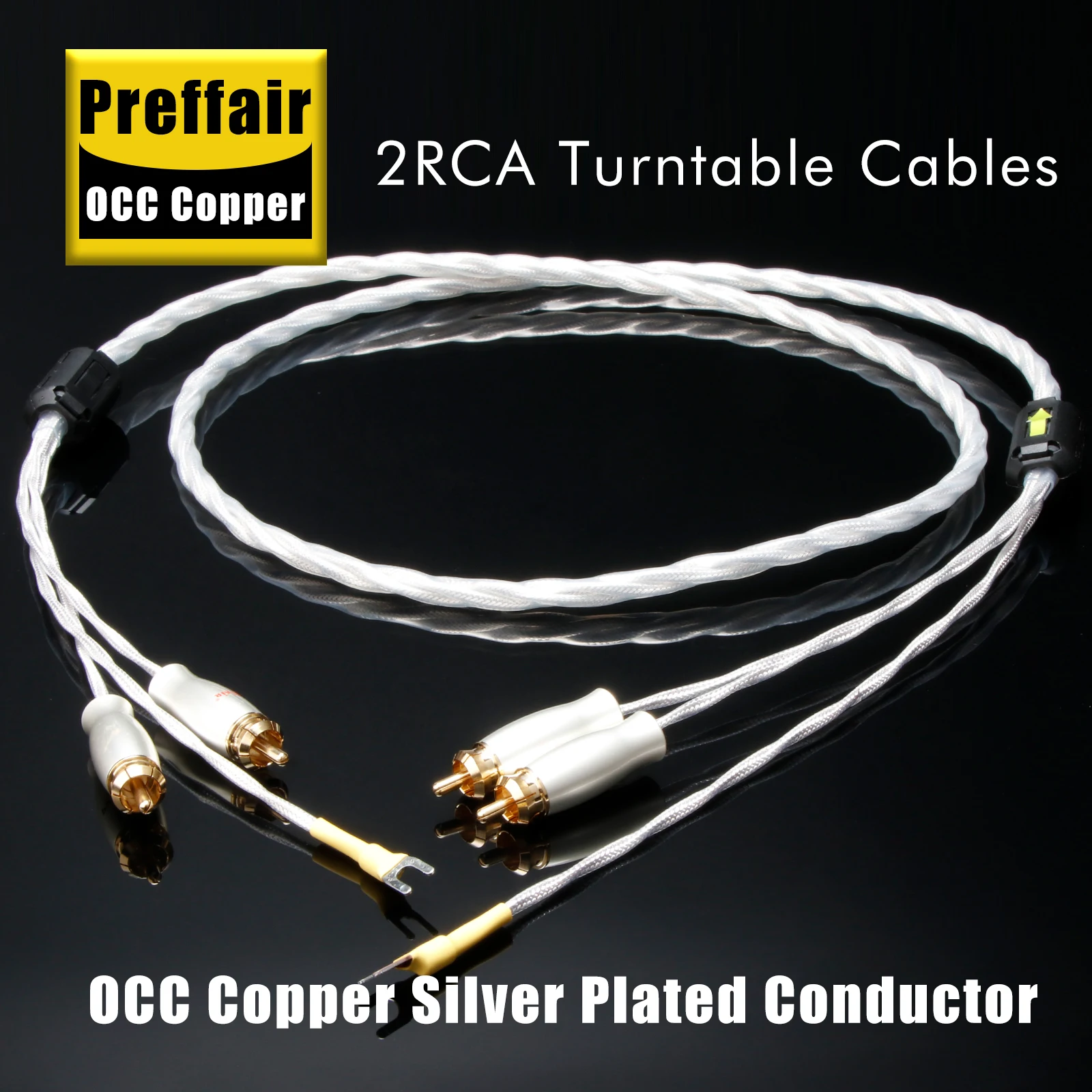 LP Vinyl-Plattenspieler Kabel Signalleitung 7N OCC Kupfer Versilberte Audiokabel mit Erdung zur Geräuschreduzierung – Detail 2