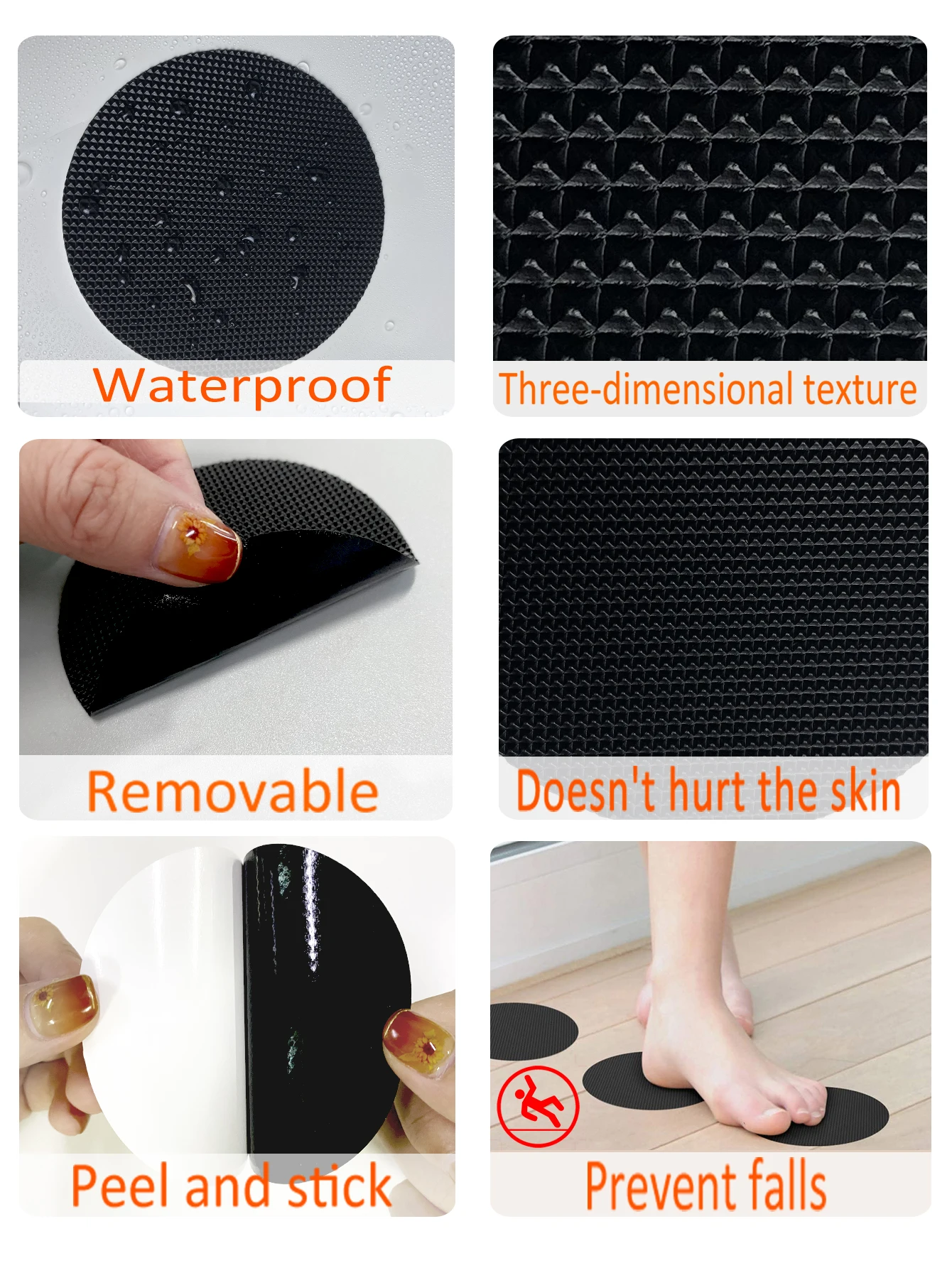 10pcs High strength Bathroom Anti-skid Pad Strip color Black Bathtub Anti-slip Mat Stricker PEVA Stairs Steps Non-slip Tape