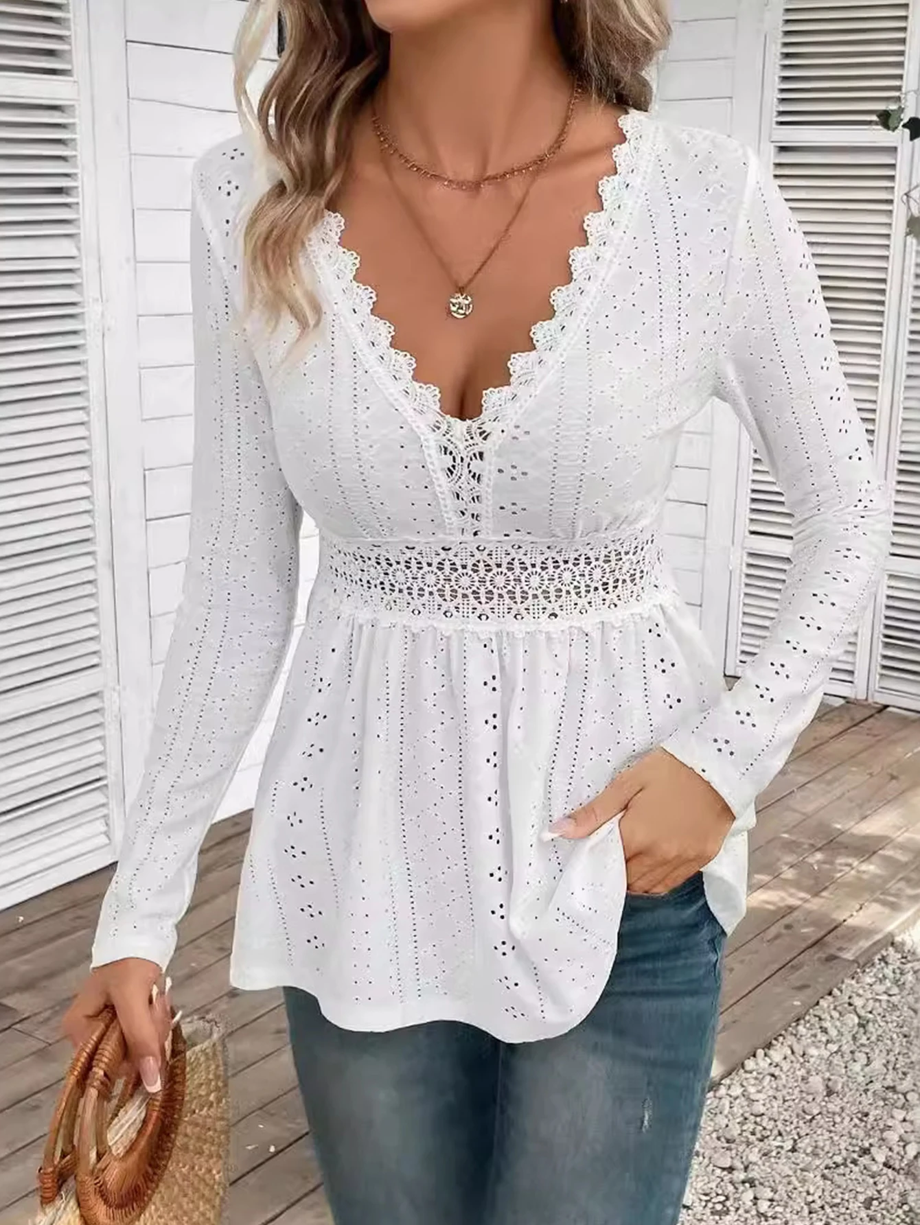 Women's Blouses Autumn Winter Elegant Fashion Texture 2025 Chiffon Loose Plain Long Sleeve V Neck Casual Blouses