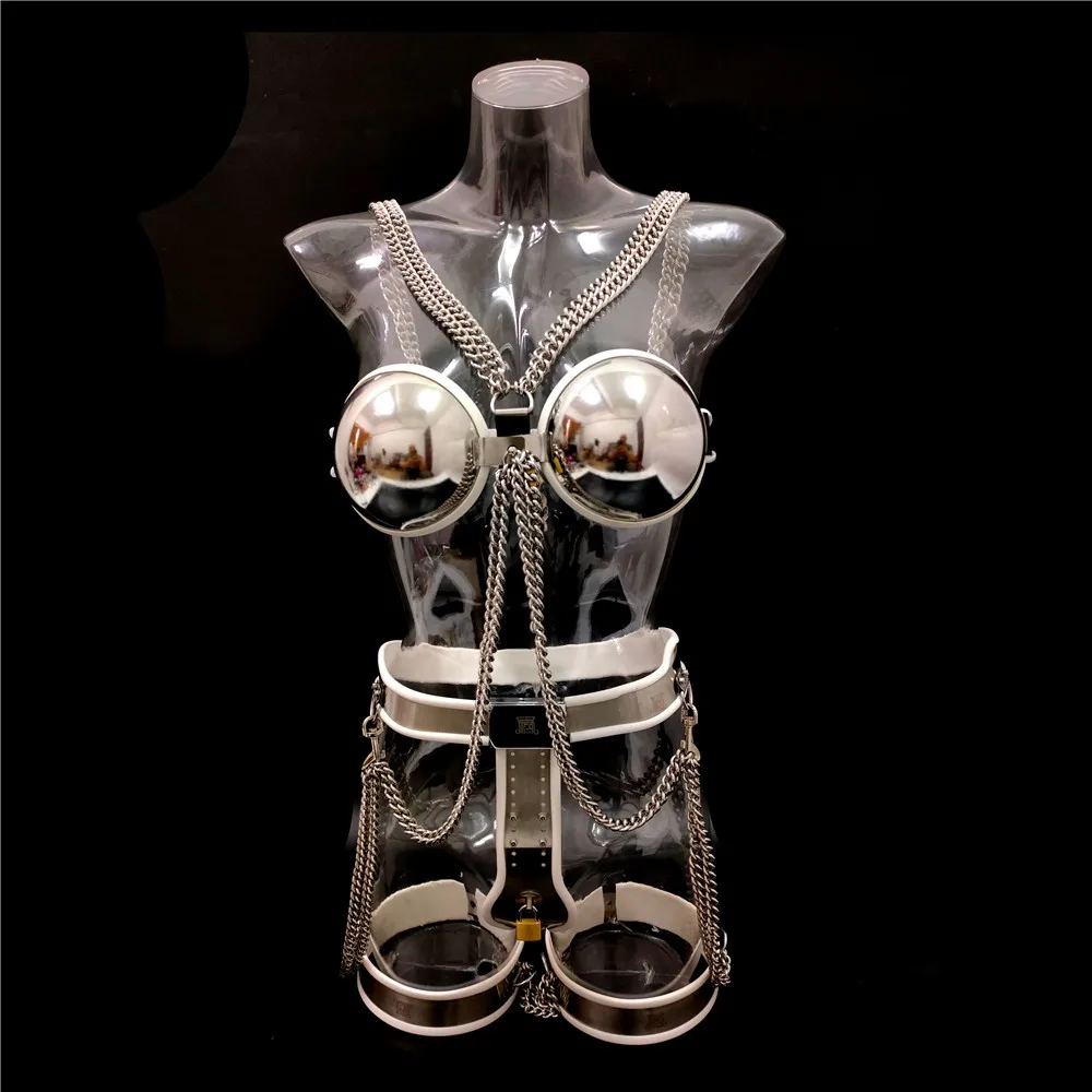 3pcs Set Female Chastity Belt Stainless Steel Underwear Strapon Belt Lockable Pants Fetish BDSM Bondage Set Sex Toys for Women