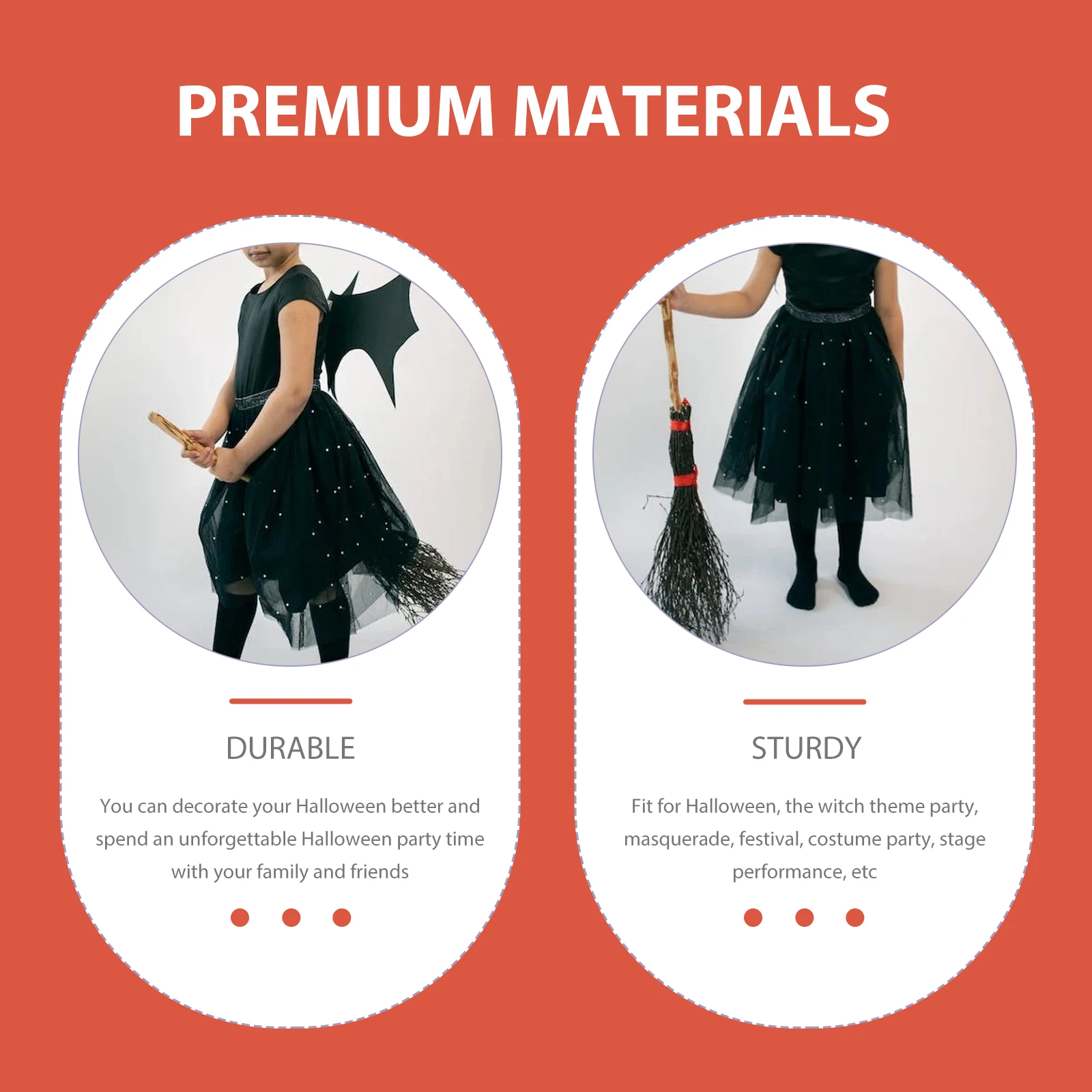

2pcs Witch Decoration Halloween Party Props Children Costume Broomstick Masquerade Festival Stage Performance Gift For Kids