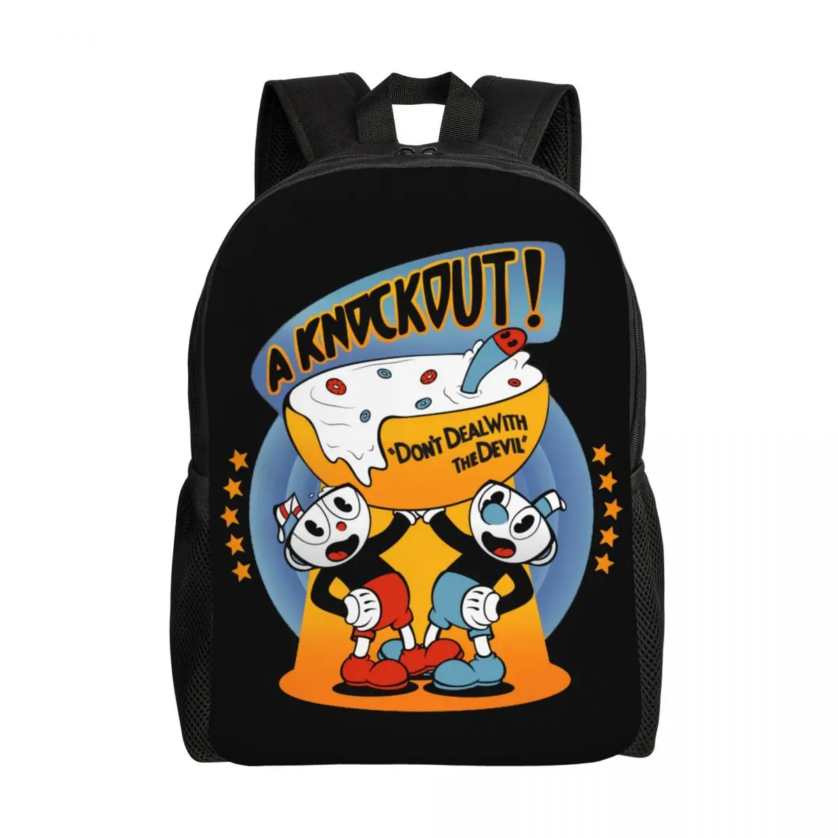 

Рюкзаки Cuphead Mugman на заказ для девочек и мальчиков, школьные дорожные сумки для мужчин и женщин, сумка для книг, подходит для 15-дюймового ноутбука