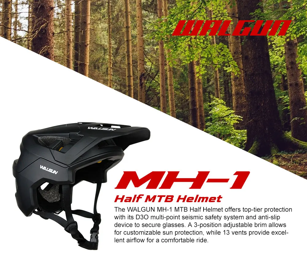 Walgun MTB Half Helmet With Wisor EPS PC 54-61mm Men Women Off Road Bicycle Helmets Motocycle Cycle Head Protect Helmets