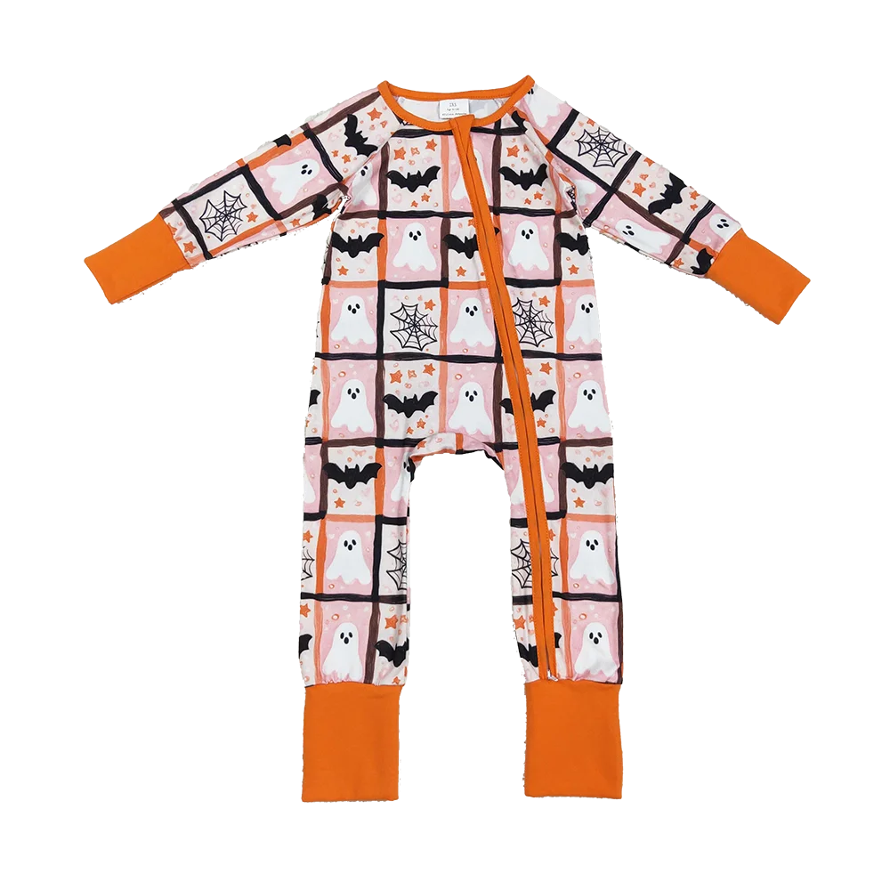 

8,29 детские зимние комбинезоны для маленьких мальчиков, призраки, летучие мыши, комбинезоны на молнии на Хэллоуин