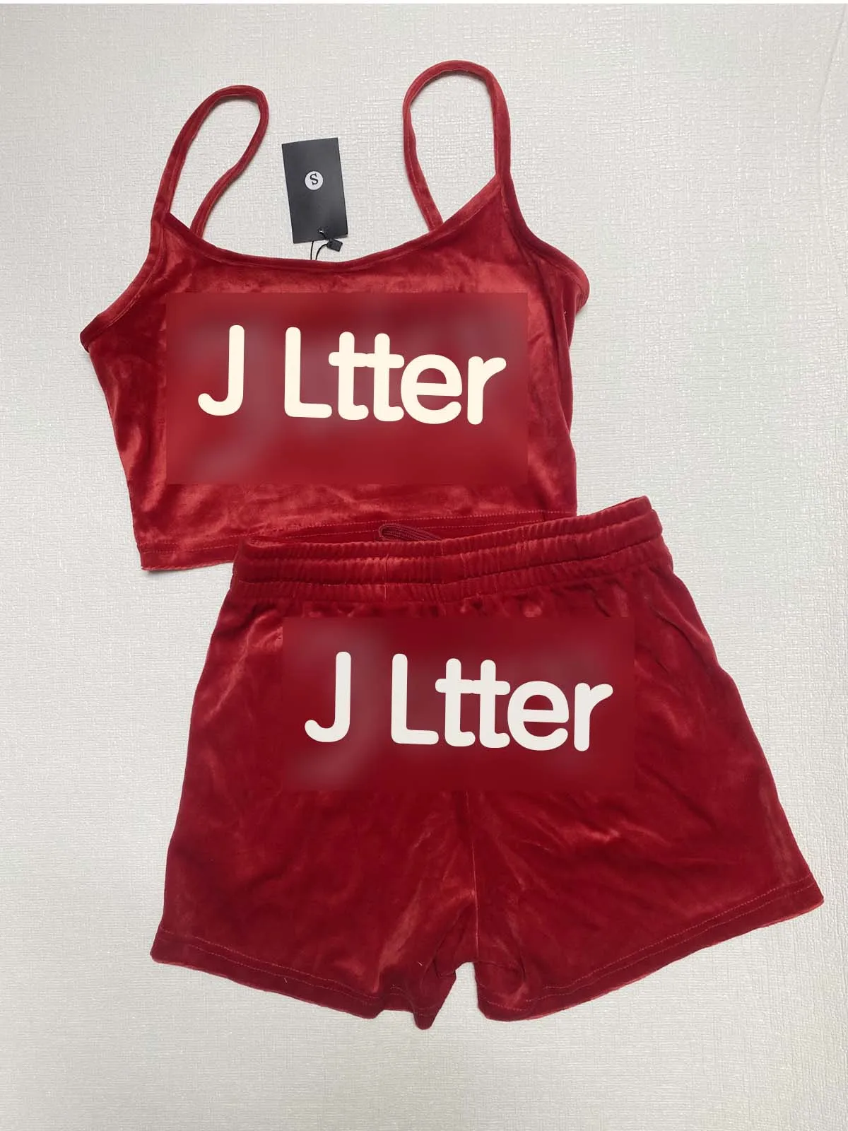 2 Piece Set Women Camisole Outfit Velvet Sleeveless Crop Top and Shorts Set Sexy Tank Top and Drawstring Shorts with Pockets Set