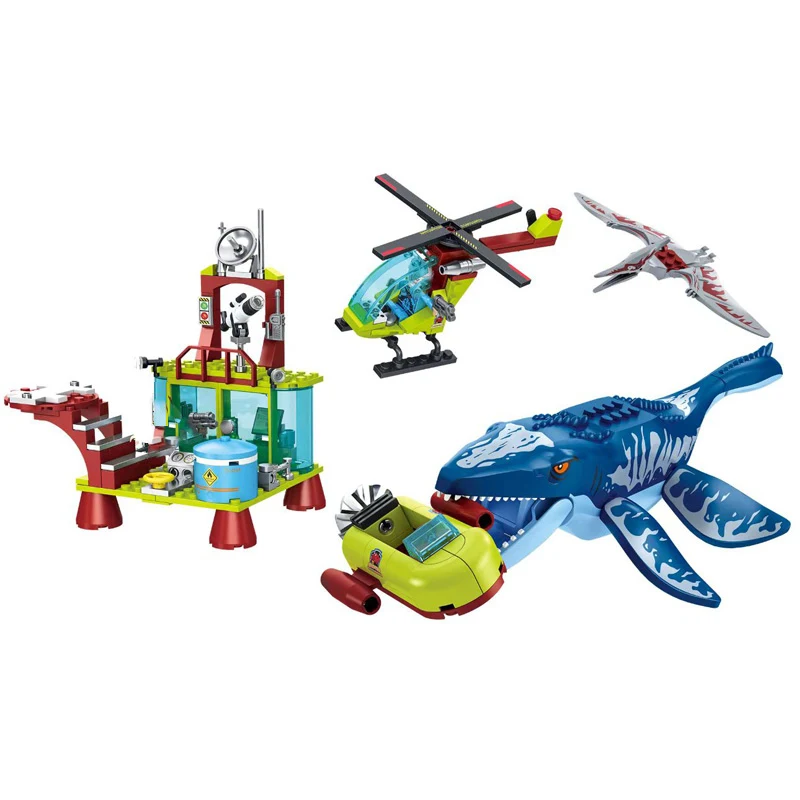 Dinosaur World Movie Series Building Blocks Compatible Brands Brick Sets Mosasaurus Research Station Toys For Kid Children Gifts