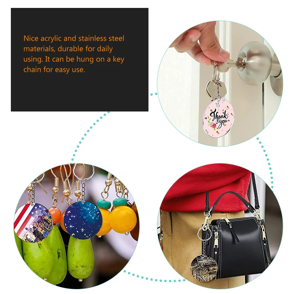 

1Set Acrylic Key Tag Identification Label with Sturdy Stainless Steel Ring for Hotel Use Sublimation Blank Keychain