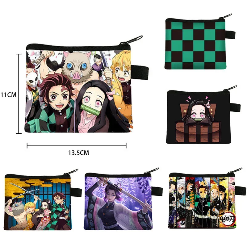 Cartera de disfraz de Anime Kimetsu No Yaiba Tanjiro Kamado Nezuko, monedero de lona, monedero de dinero, bolsa de almacenamiento de monedas