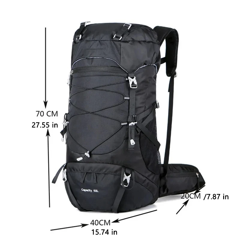 Mochila de caminhada tática para homens e mulheres, sacos de viagem para camping, montanhismo, trekking, mochila esportiva militar ao ar livre, 50L