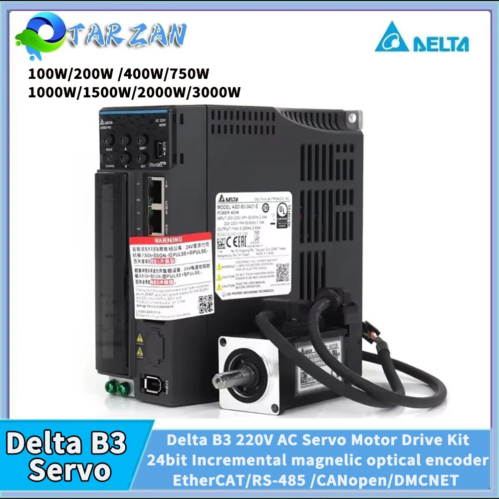 

Delta B3 Serie 220V AC Servo Motor Drive Kit 400W 750W 40 60 80130mm Flange 24bit Incremental Replace B2 A2 Pulse Input EtherCAT