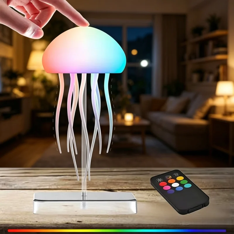 9 Tentacles LED Jellyfish Lamp with 2 Working Modes Ultra Long Battery Life Colour Gradient Light Effects Remote Control Decor