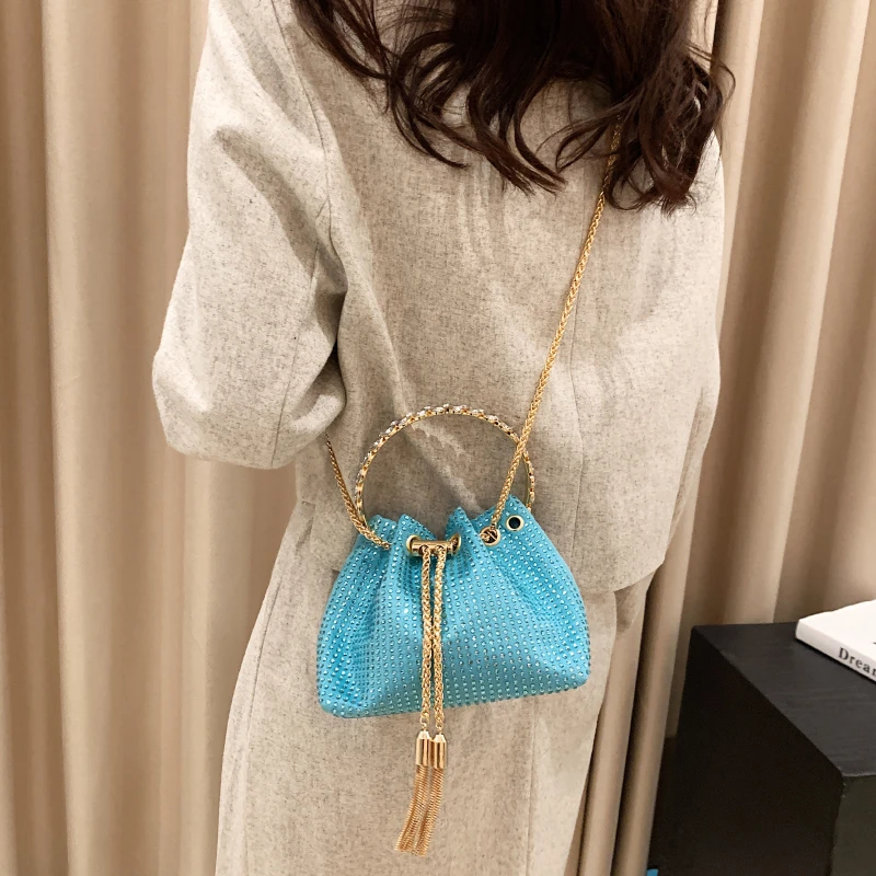 Diamond Bucket Bags for Women 2023 New Luxury Designer Handbag Chain Fashion Evening Bags High Quality Party Woman Shoulder Bag