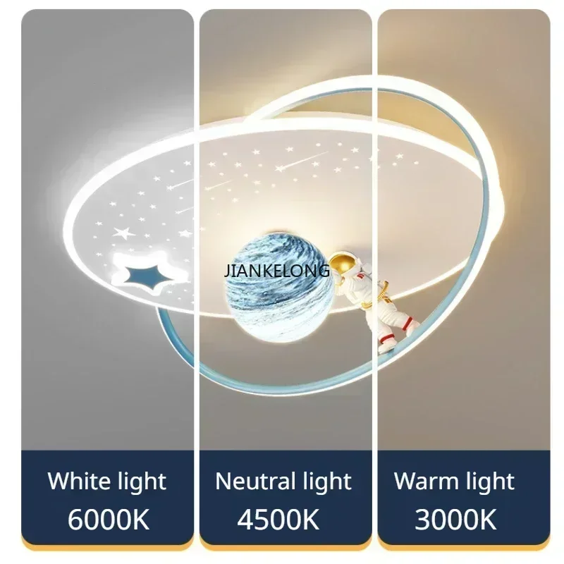 Nordic Modern Children's Ceiling Lamp LED Chandelier  Creative Planet Astronaut Design Kid Room  Bedroom Home Decor Lighting