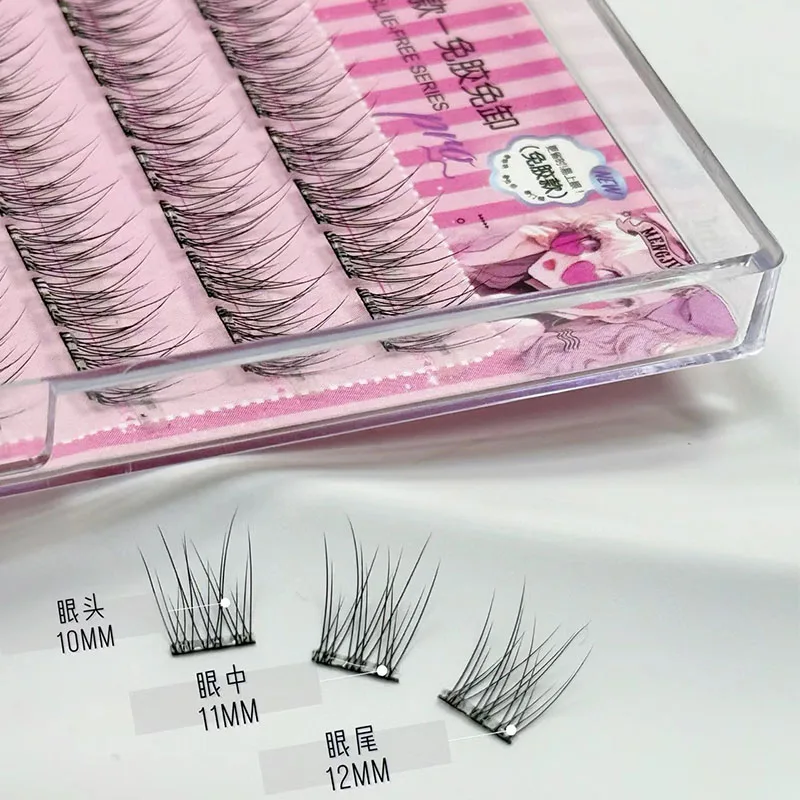 Reusable Self-adhesive False Eyelashes 10 Rows DIY Natural False Eyelashes Cluster Lashes Individual No Glue Needed eyelashes