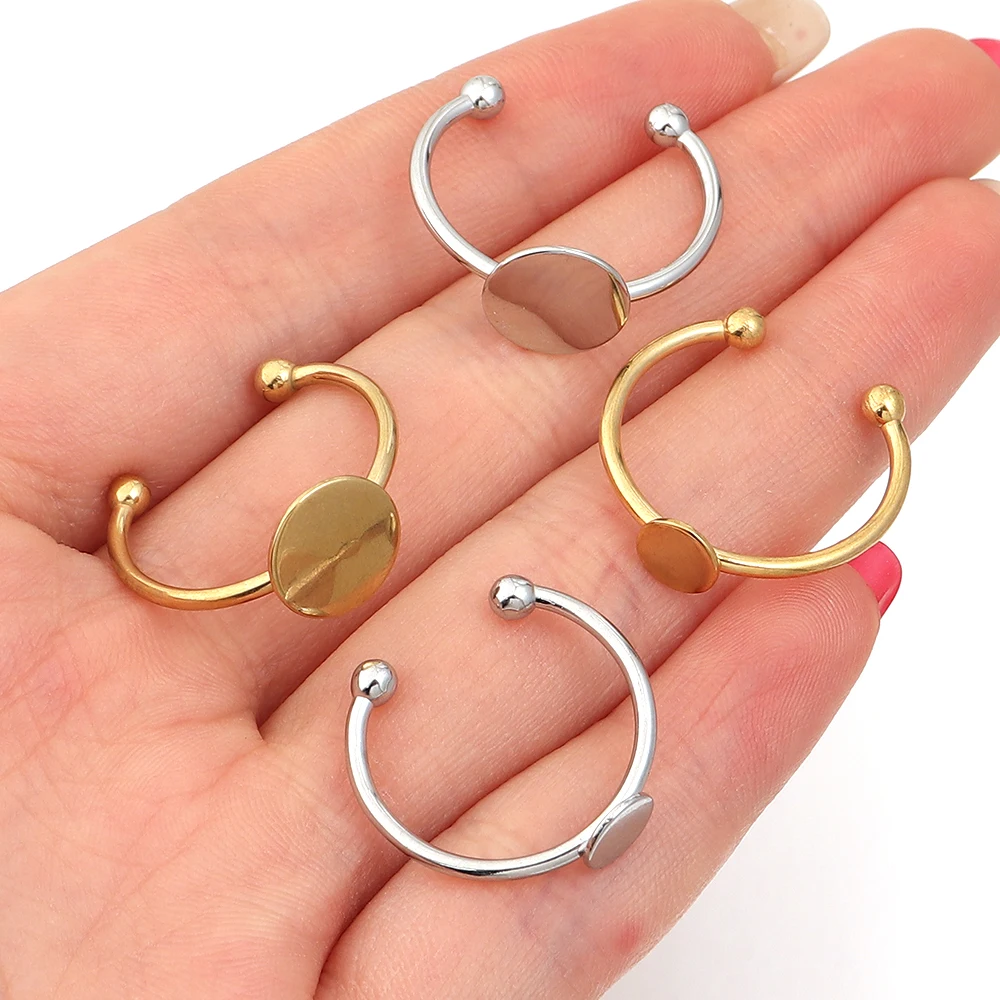 5点/バッチステンレスメッキブランク台座リングセットCabo - Gold Plated Ring のレビューと価格