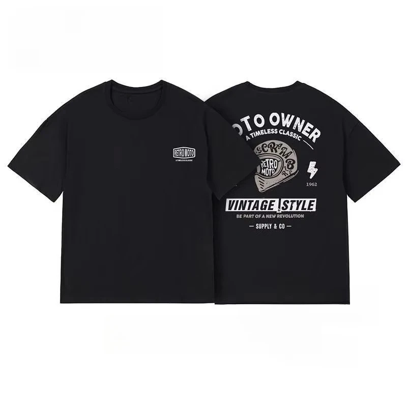 2026 new Retro Motorcycle Owner Series Couple Style - American Casual Cotton Loose-Fitting Short-Sleeved T-Shirt