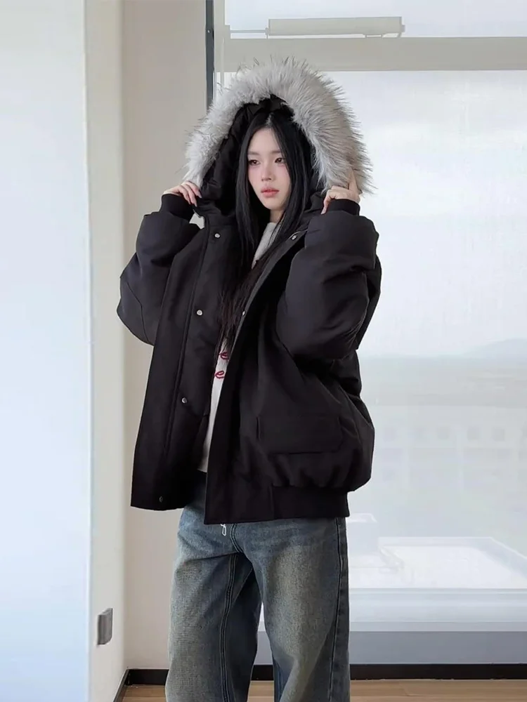 

Американская утепленная зимняя куртка для мужчин с меховым воротником, уличная морозостойкая хлопковая куртка с капюшоном, повседневная молодежная модная модель