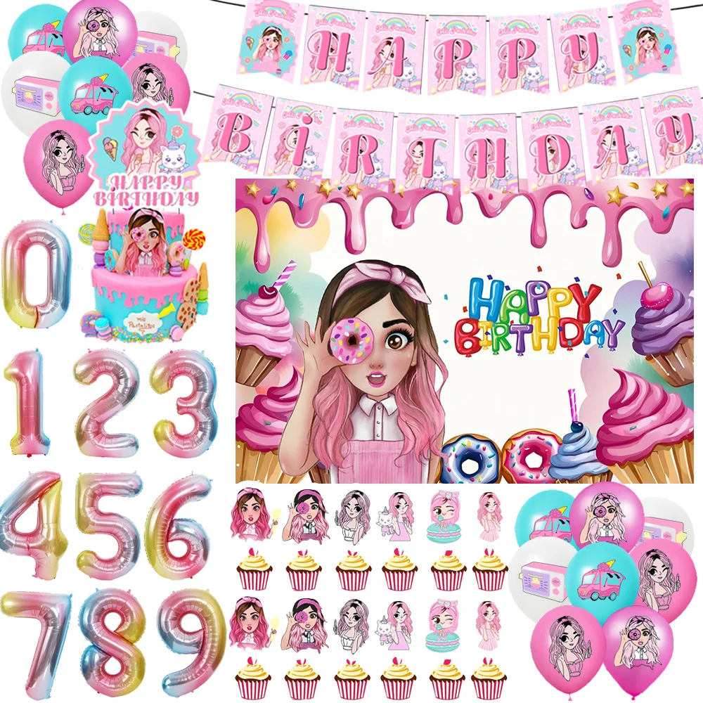 

Sweet Doughnut Girl Theme Birthday Party Decoration Background Banner Cake Topper Aluminum Number Balloon Kids Baby Shower Gifts
