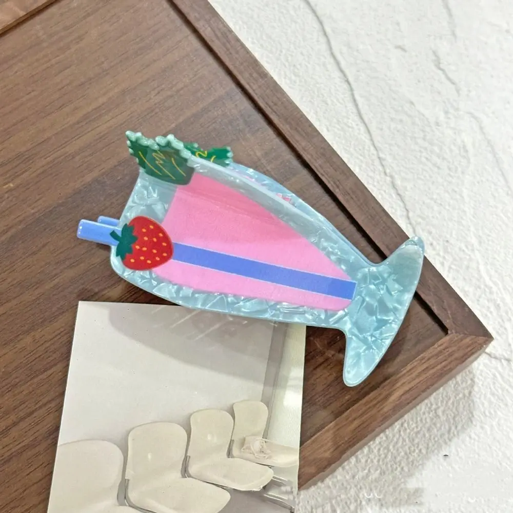 

Acrylic Cocktail Theme Hair Clip Ponytail Clip Goblet Shape Creative Shark Clip Geometry Beach Style Acrylic Hair Claw