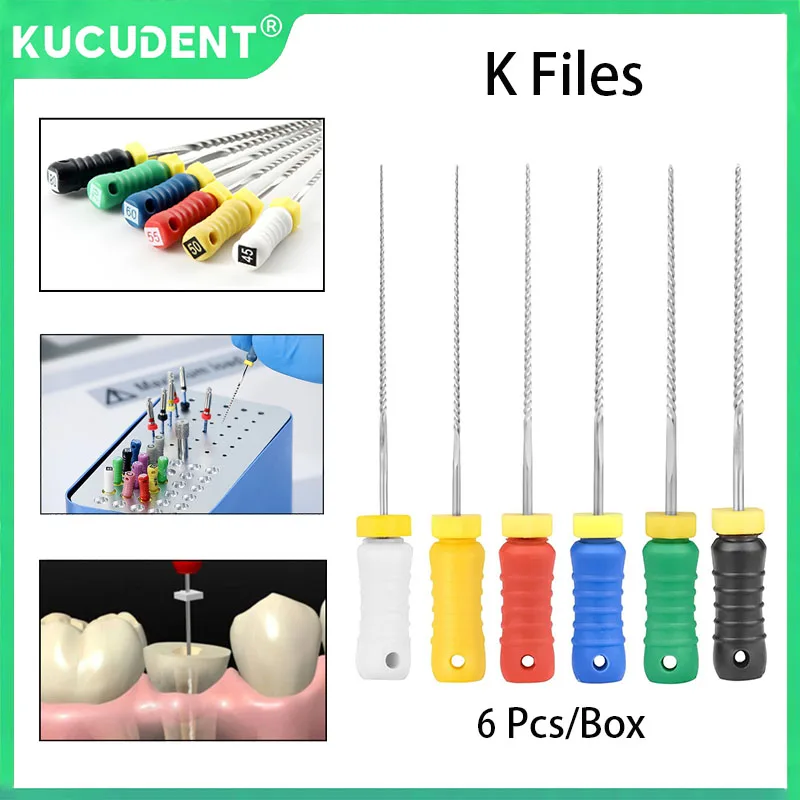 

6 Pcs/Box Dental K Files 21/25/31mm Hand Use Endo Files Stainless Steel Root Canal Files Dentistry Endodontic Instruments
