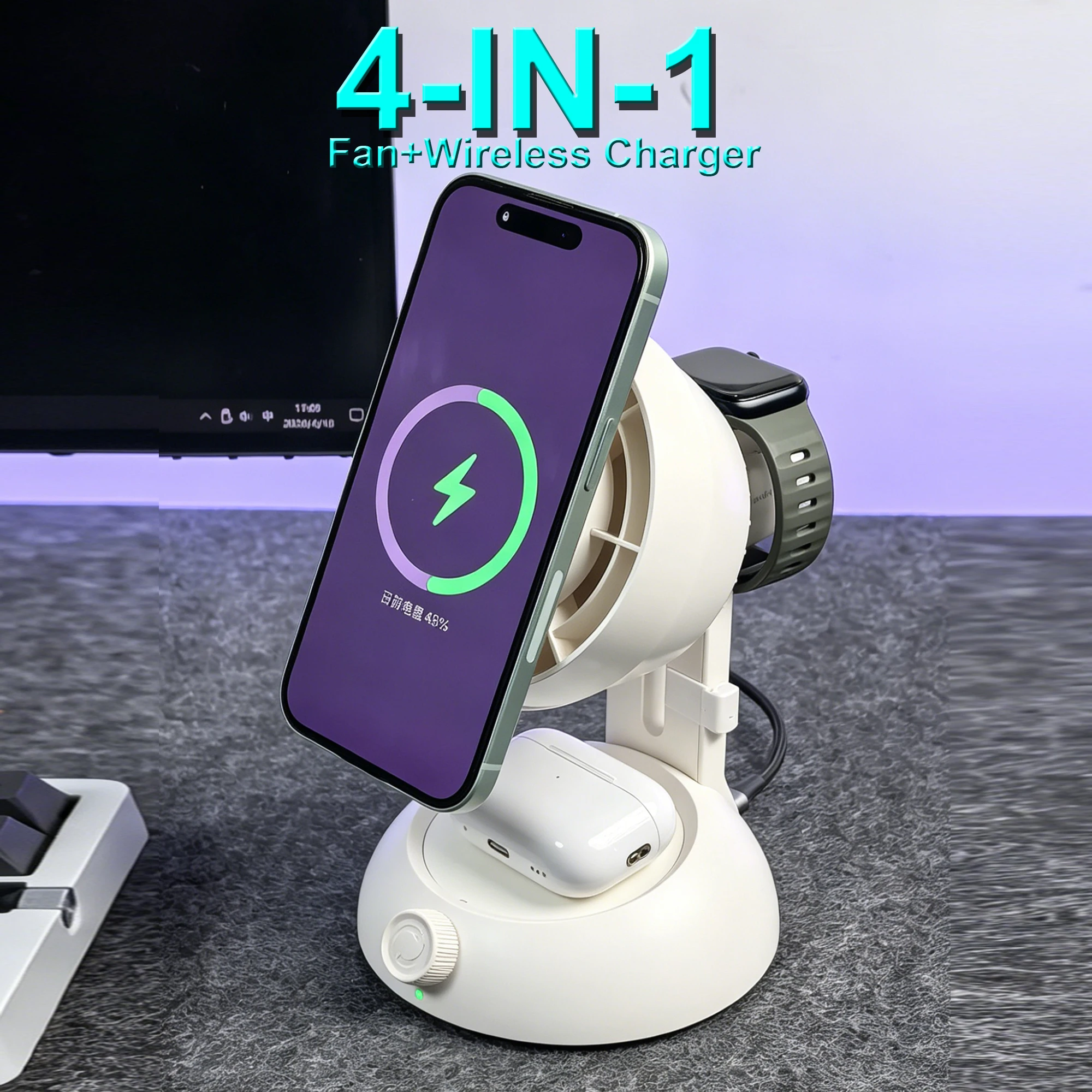 caricatore-wireless-magnetico-4-in-1-con-ventola-di-raffreddamento-ricarica-wireless-15w-10w-per-iphone-iwatch-tws-airpods-supporto-per-bocchetta-dell'aria