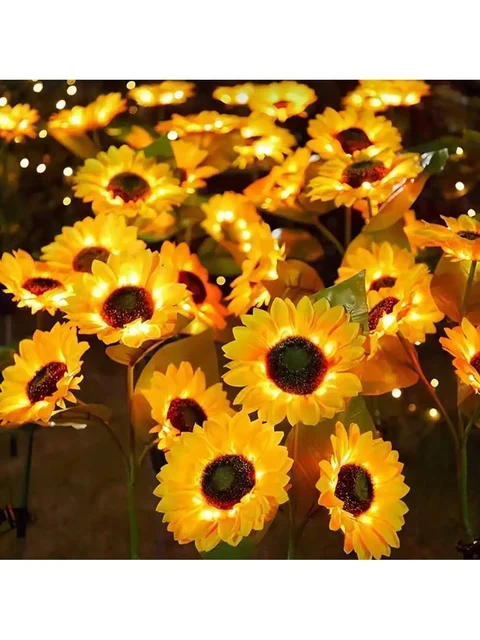 Solar Powered Sunflower Light Outdoor Waterproof LED Ground Insert Lawn Lamp For Garden Lawn Courtyard Decoration 2