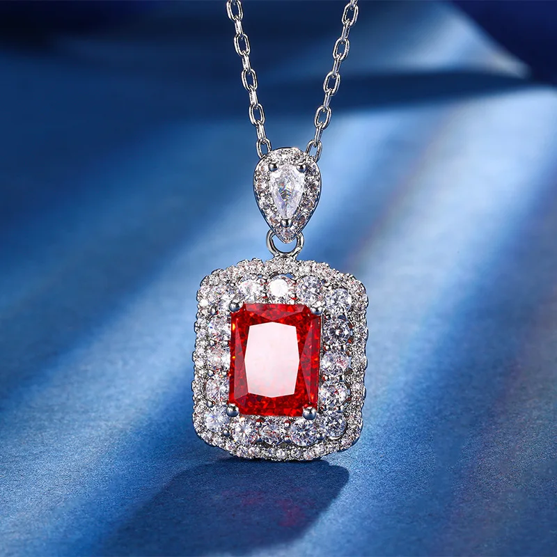 New autumn and winter jewelry: high-carbon diamond with ice flower cut, copper inlay, Chinese red sugar cube set, main stone 8*1