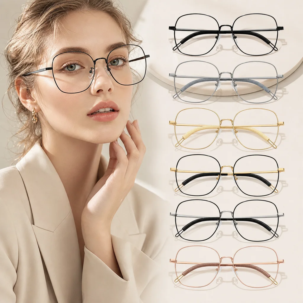 Pure Titanium Eyeglasses Frame Women Luxury Gold Optical Glasses Retro Polygon Clear Anti Blue Light Computer Spectacles Men