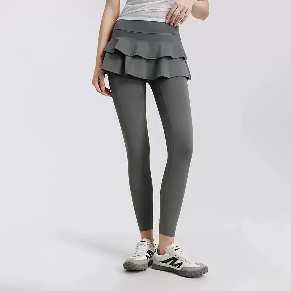 Damen-Yoga-Hosen mit hoher Taille, Mesh-Sportröcke, Fitnesshosen, figurformend, hüftbedeckend, für Laufen, Radfahren, Pilates und Yoga – Detail 15