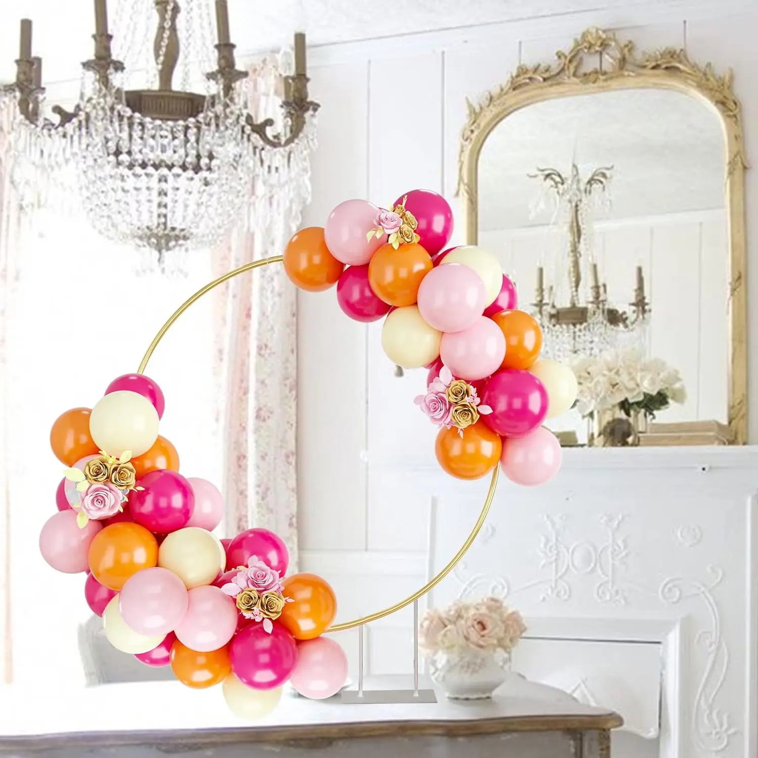 52 pz rosa giallo arancione Kit arco palloncino decorazione di compleanno matrimonio Baby Shower fidanzamento forniture per feste fai da te