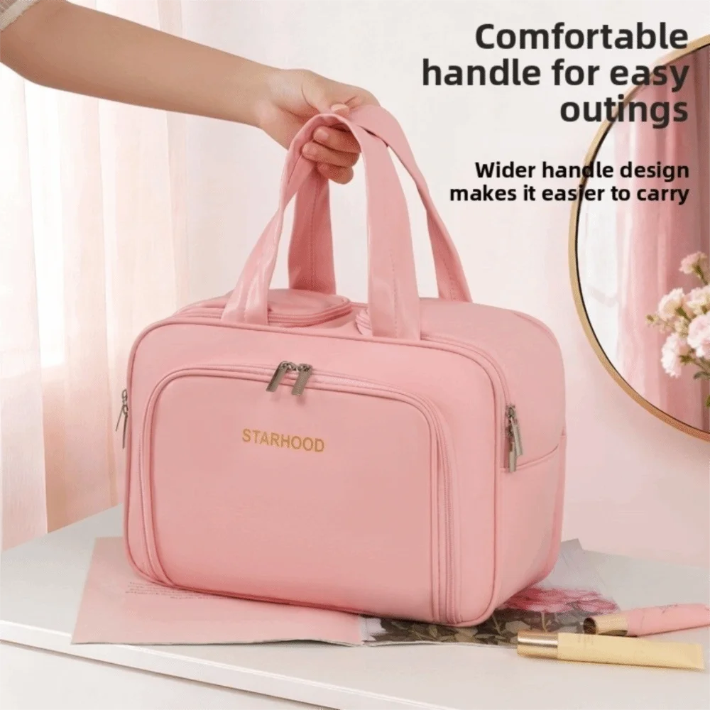 

Large Capacity Travel Toiletry Bag Lightweight Wide-open Makeup Organizer Multiple Compartments Water-resistant