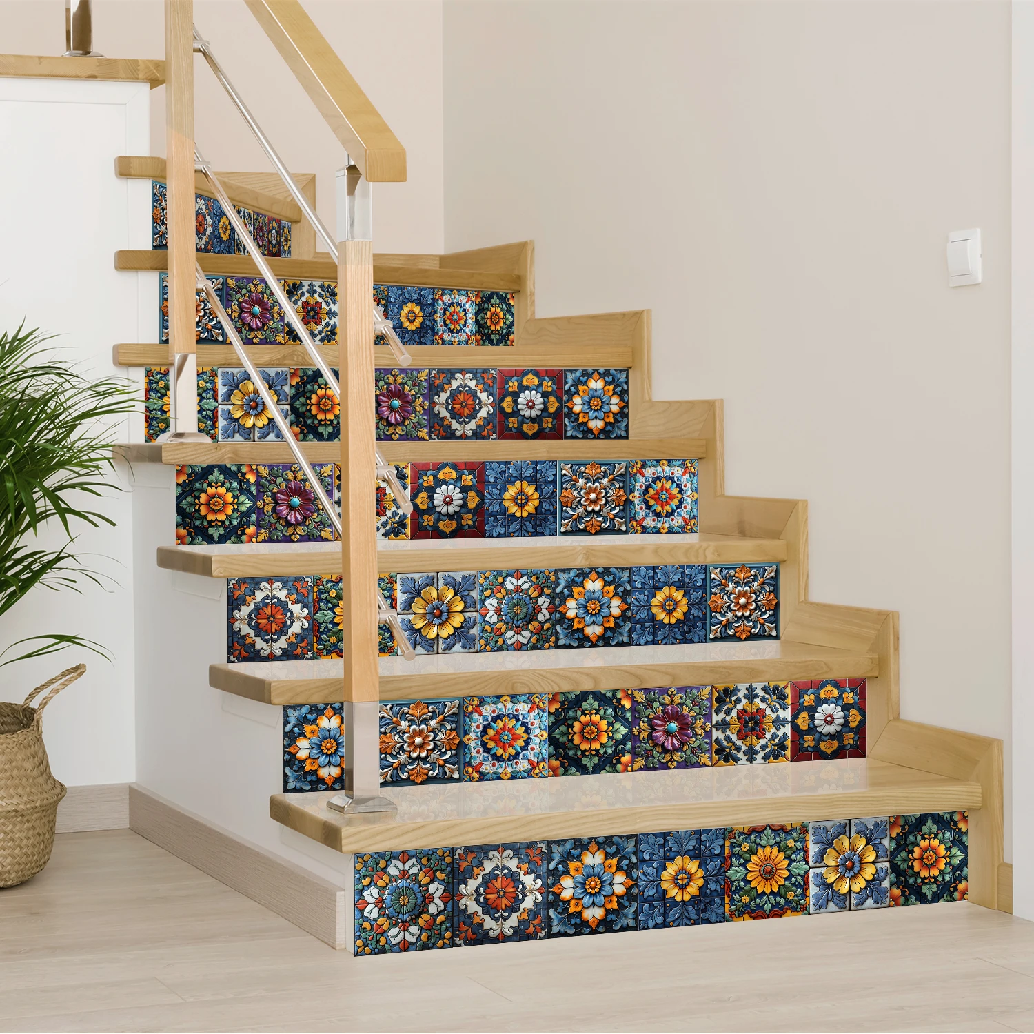 24 Pieces of Geometric Tile Stickers Self-Adhesive Waterproof and Wear-Resistant, Suitable for Wall and Indoor Decoration