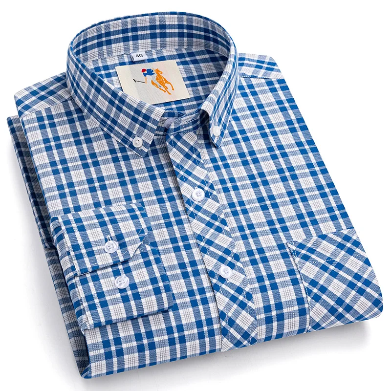 S- 8XL Classic Plaid Stripe Shirts Long Sleeve for Men Formal Big and Tall Plus Size 100% Cotton Men's Shirts Long Sleeve Casual