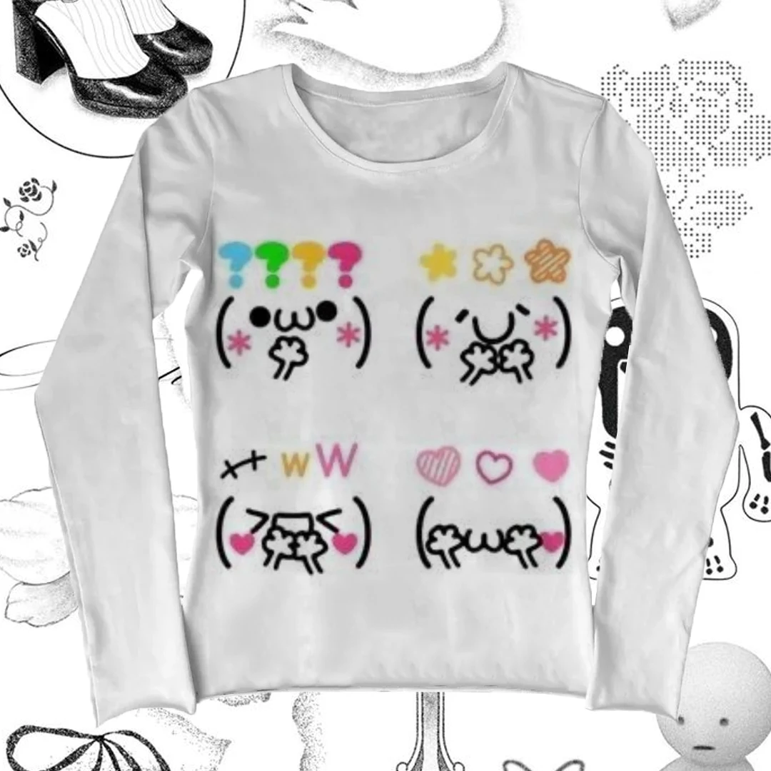 Baby Tees Y2k Kleidung Frauen Harajuku 90er Jahre Kleidung Vintage Shoujo Mädchen Stil Emo Grafik T Shirts Frühling 2025, Frau Crop Top Frauen