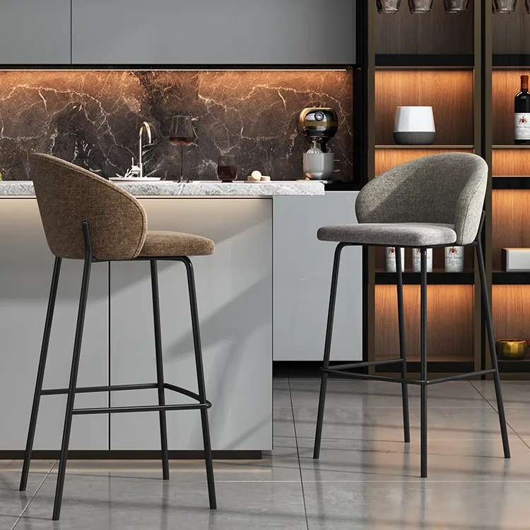 American retro wrought iron chair home restaurant island  high stool  front desk back  chair  stool