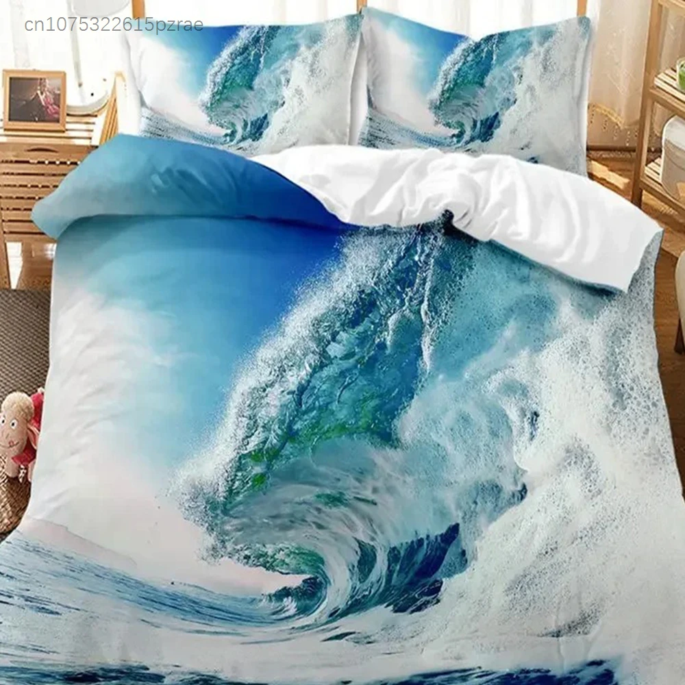 Hawaiian Summer Beach Duvet Cover Exotic Tropical Seascape Bedding Set Microfiber Palm Trees Comforter Cover For Kids Adult Room