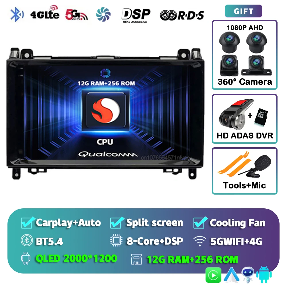Android 15 Voor Benz Sprinter Volkswagen Crafter 2006-2016 2K QLED Android Autoradio Multimedia Video Player GPS stereo CarPlay - afbeelding 1