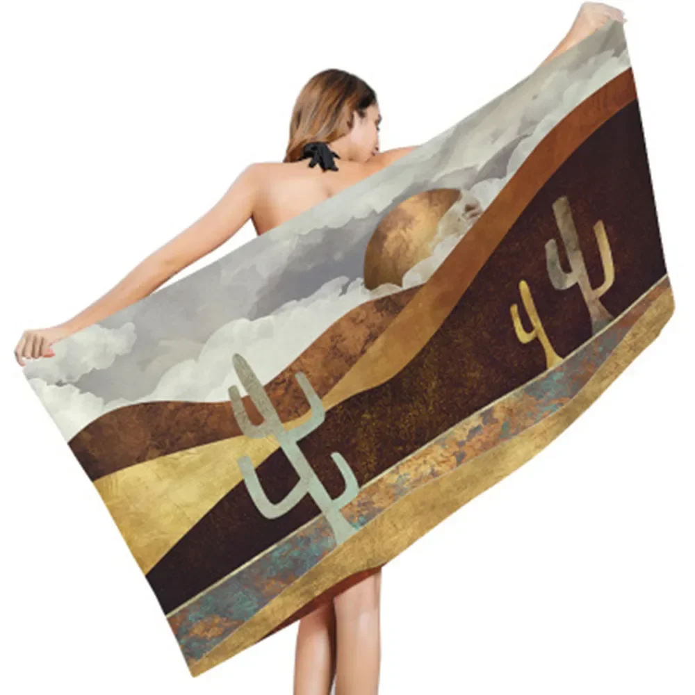 Landscape Series Creative Printing Beach Towel Microfiber Quick-drying Outdoor Sport Towels Yoga Mat Blanket Beach Home Decor