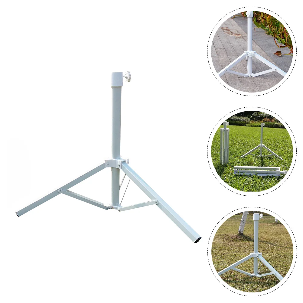 Ferro tripé Stand para quintal parasol, praia Umbrella Base, Outdoor Sunshade Rack Holder, branco