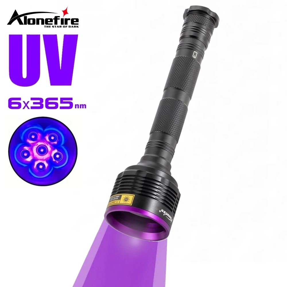 Lanterna UV para dinheiro e Pet manchas, tinta invisível Scorpion marcador, Detecção Anti-falsificação, dinheiro ultravioleta, minério, UV, 30W, 6x365nm