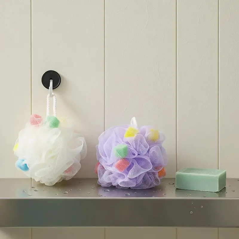 1Pcs Large Bath Balls Color Blocking PE Scrubbing Bubble Net With Bath Flower