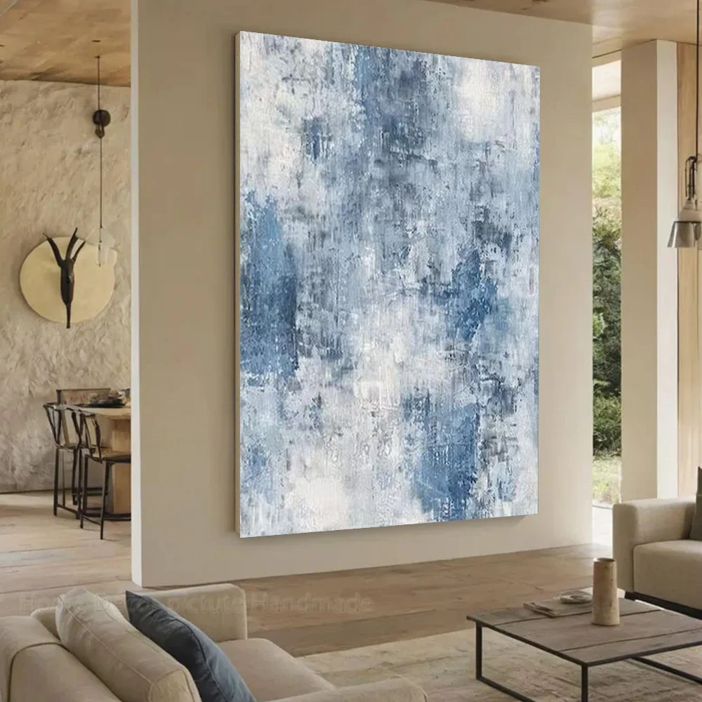 

Hand Drawn Beach Sunset Abstract Oil Painting - Original Wall Art for Home Living Room Decor Aesthetic Interior Design