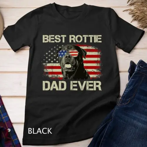 

Мужская футболка Rottie Dad Ever, футболка Rottweiler с американским флагом в подарок, футболка унисекс