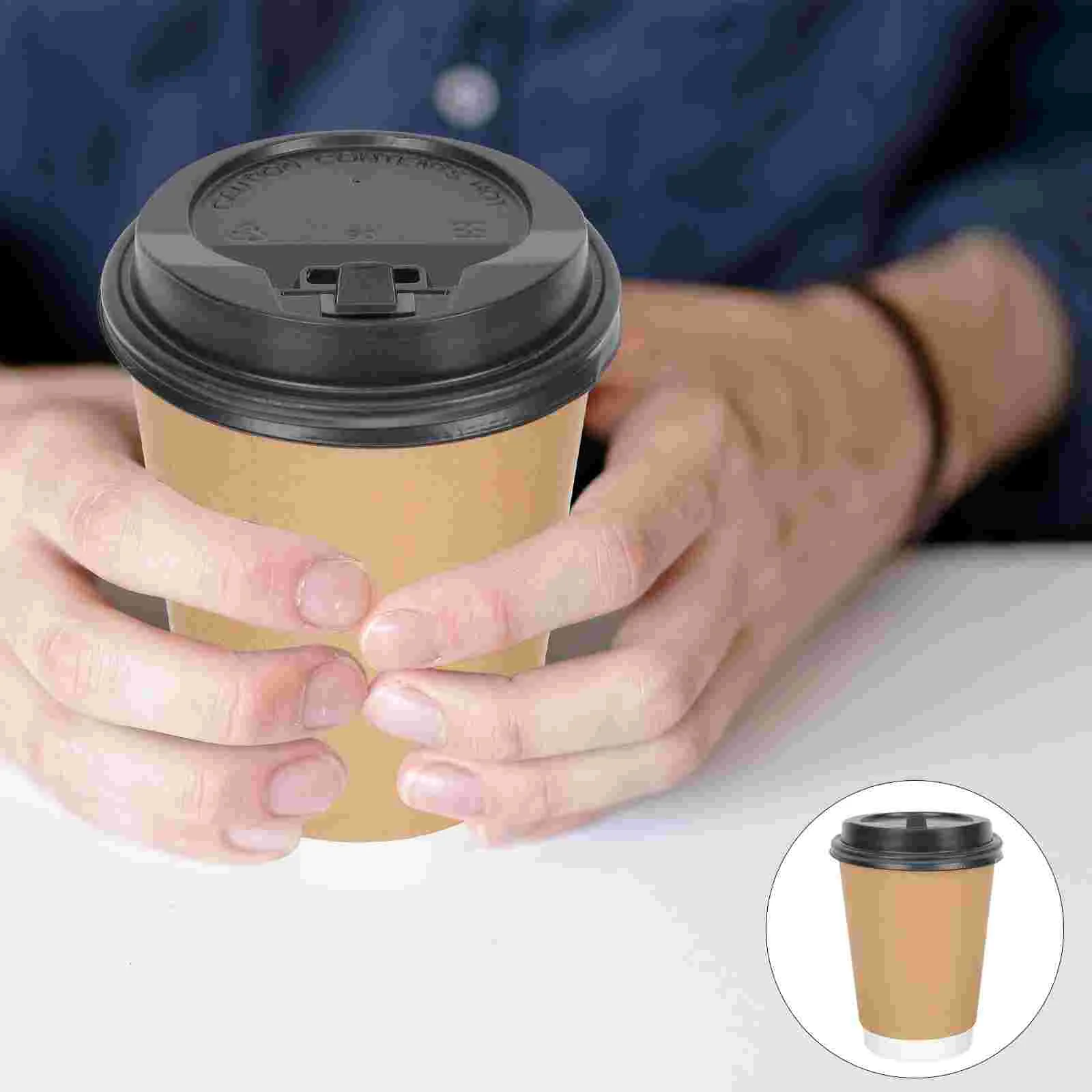 

50 Pcs Drinks Espresso Cup Paper Coffee Organizer Mug with Lid Small Shaker Bottle 8oz