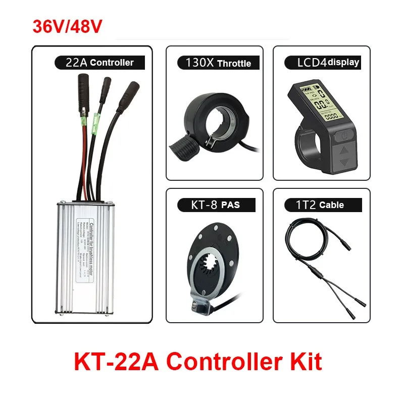 

E-bike Assisted refit Kit KT-22A Fully WP Connector Controller LCD4 Display panel 1T2 Control line KT-8 PAS 130X Thumb Throttle