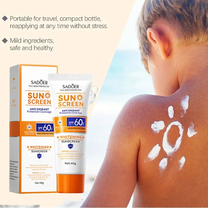 SADOER Sunscreen Lotion SPF60+ 40g | UV Protection & Primer Function, Broad Spectrum Sunblock for Daily Use