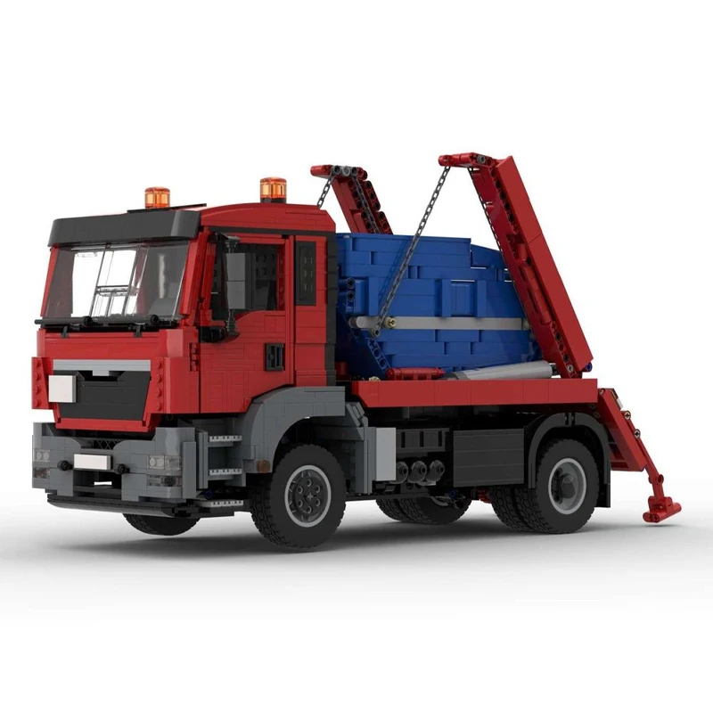 New MOC City Engineering Series Jump Bucket Container Truck Container Model Technology Building Blocks Creative Kid Toys Gifts