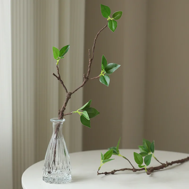 17.3 Inch Artificial Branch with Green Buds Faux Dried Twigs for Zen Style Home Tabletop Garden Window Display Decor